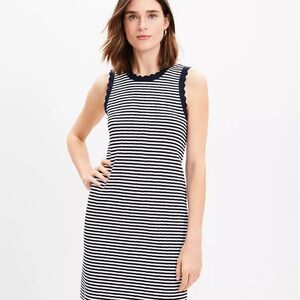 Striped Scalloped Ribbed Mini Dress